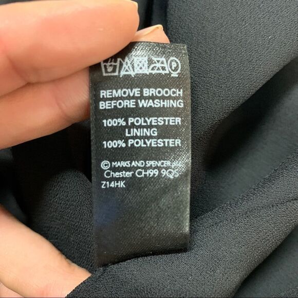 M&S Autograph Black Pleated Party Cocktail Dress Sz M - Picture 15 of 16